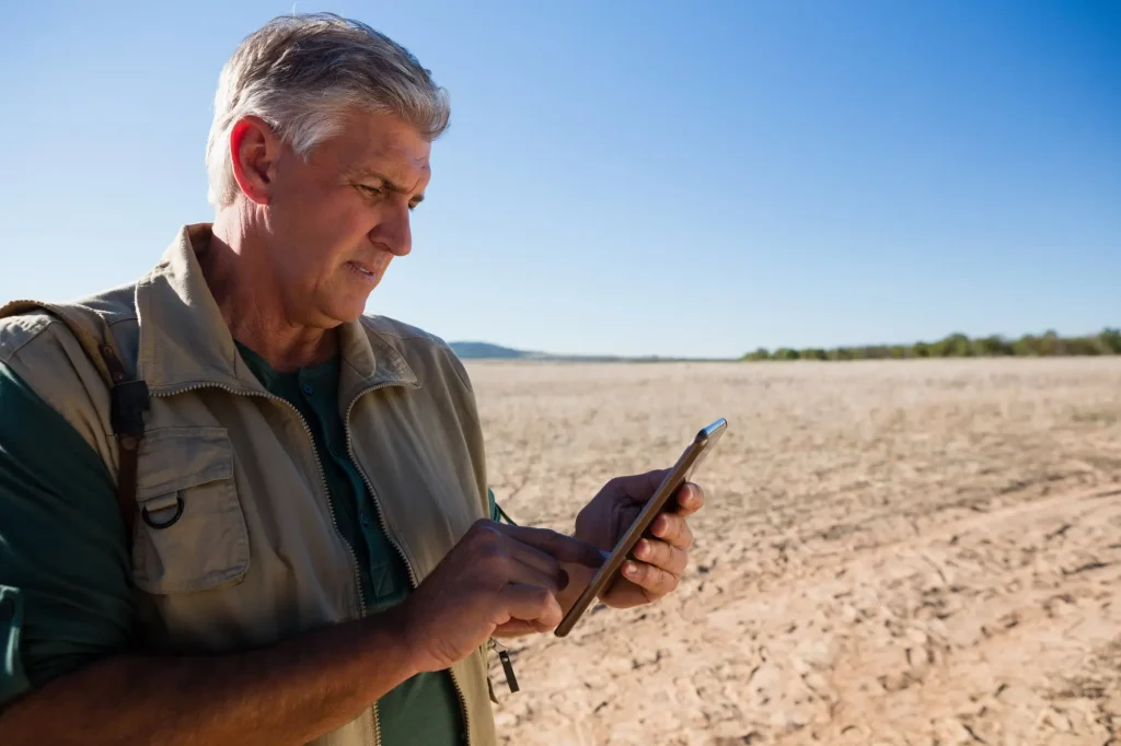 agricultor fazendo check-in