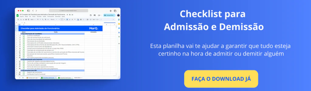 checklist de admissão e demissao